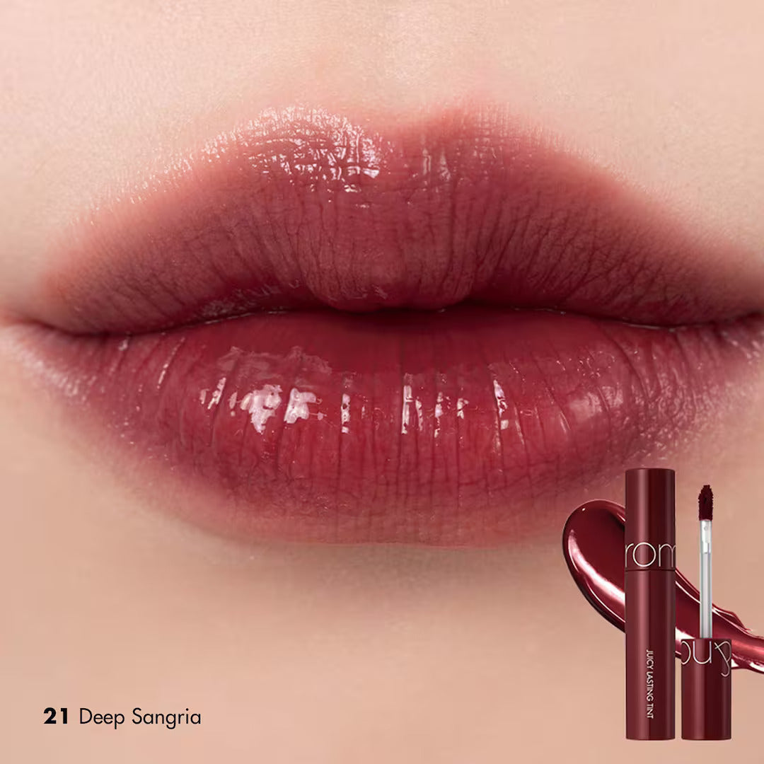 texture of Rom&nd Juicy Lasting Tint 21 Deep Sangria – Hydrating lip tint with juicy finish