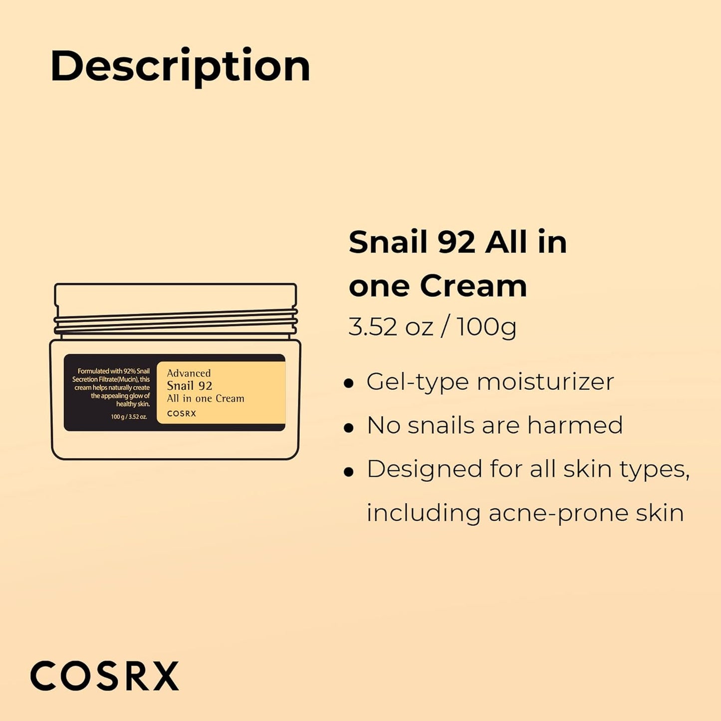 COSRX Advanced Snail 92 All-in-One Cream – 100ml