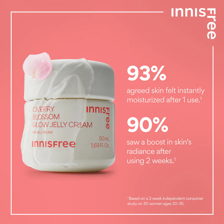 Innisfree Cherry Blossom Glow Jelly Cream - Hydrating & Brightening Face Moisturizer (50ml)