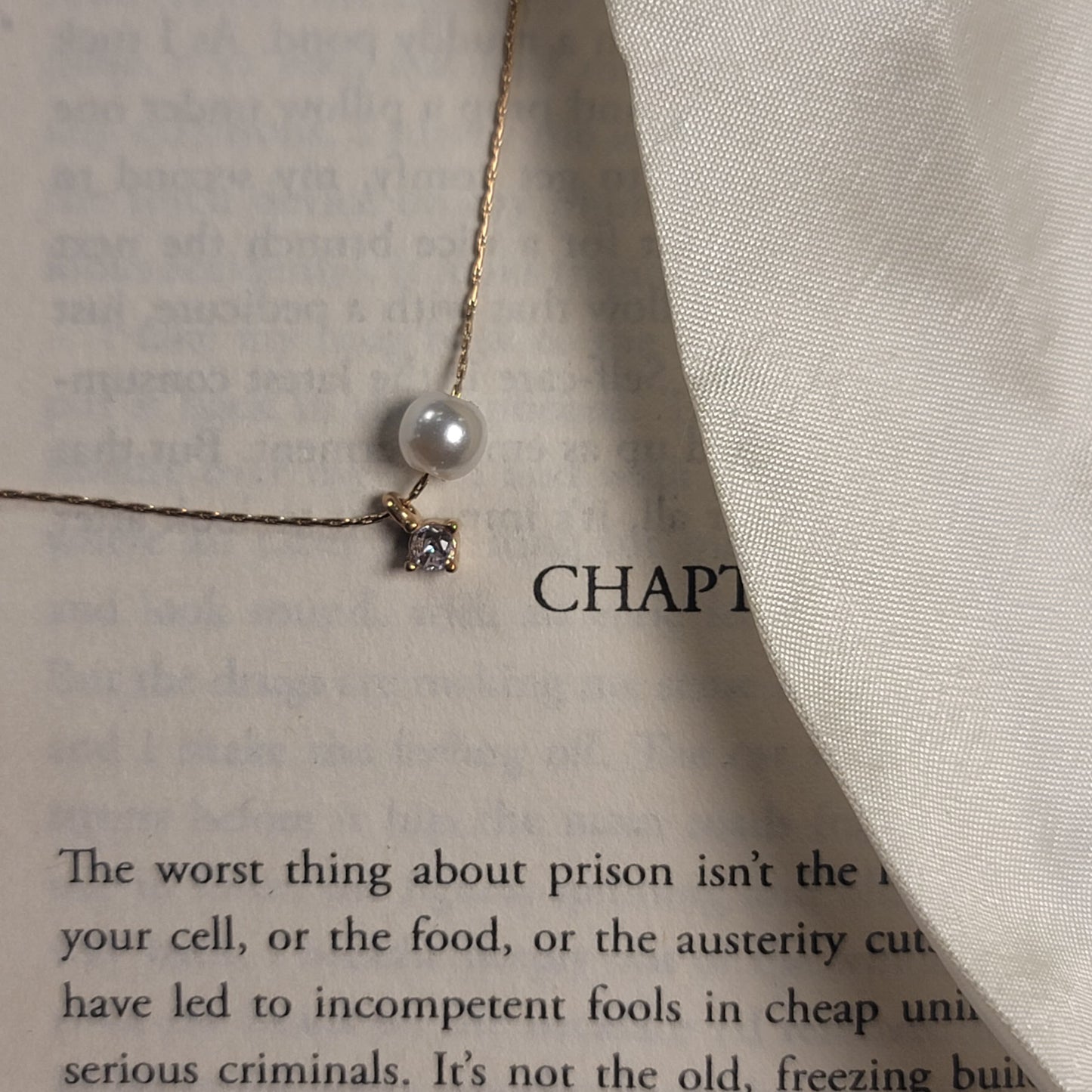 Delicate Pearl and Crystal Necklace