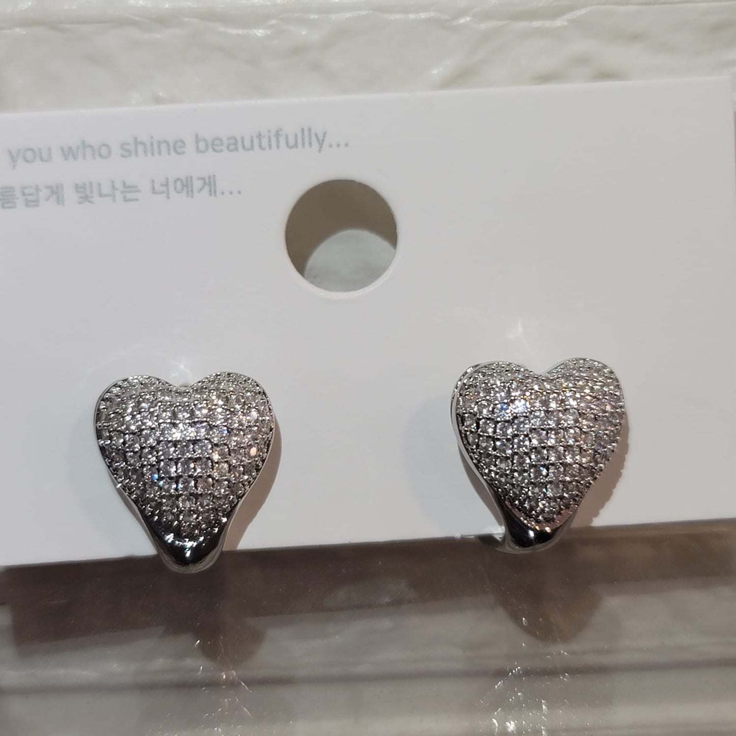 Sparkling Heart Clip-On Earrings