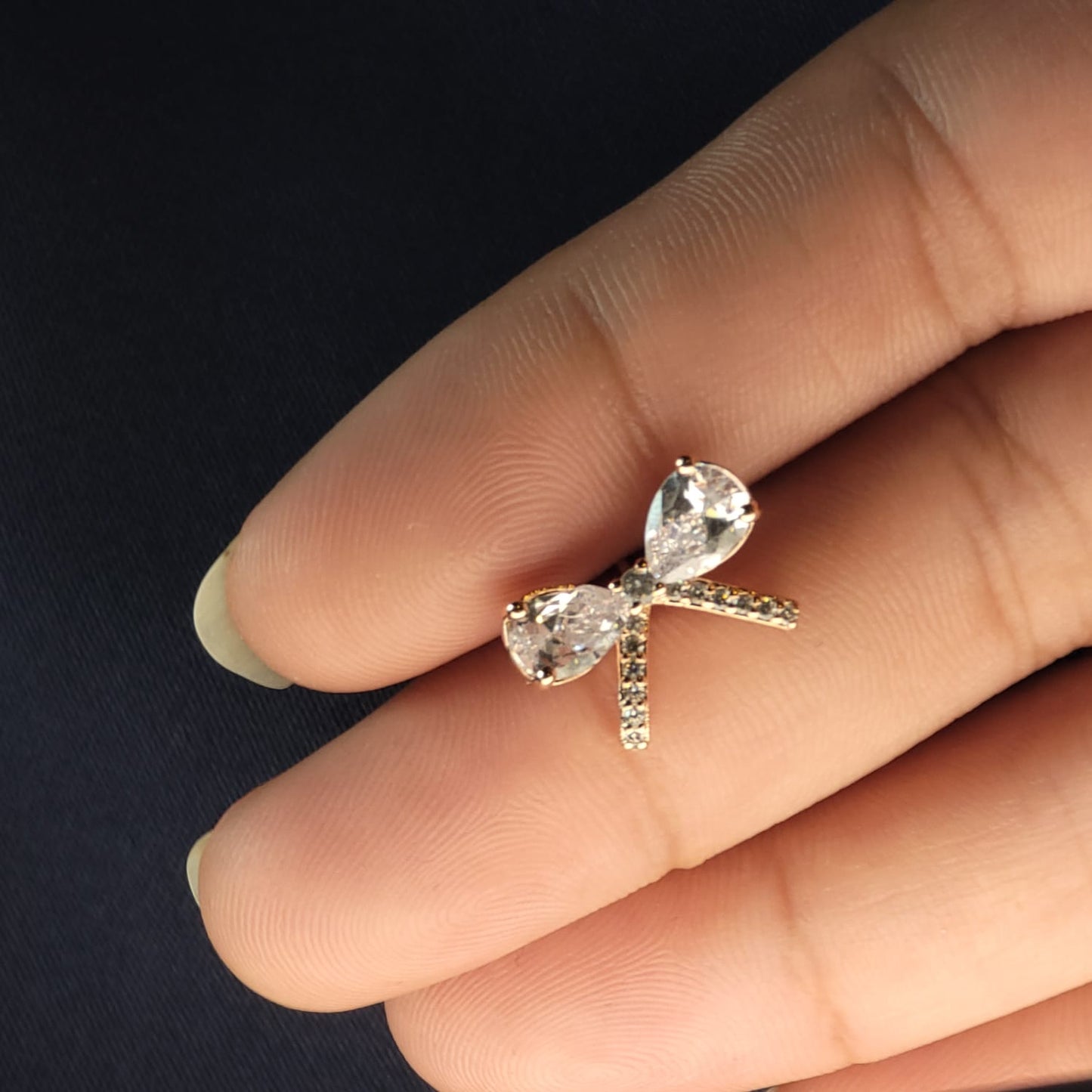 Korean Bow Crystal Earrings