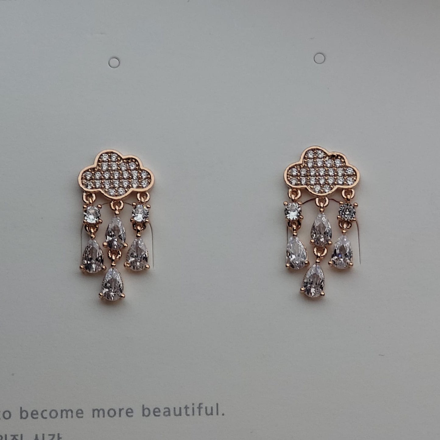 Korean Cloud & Raindrop Crystal Earring