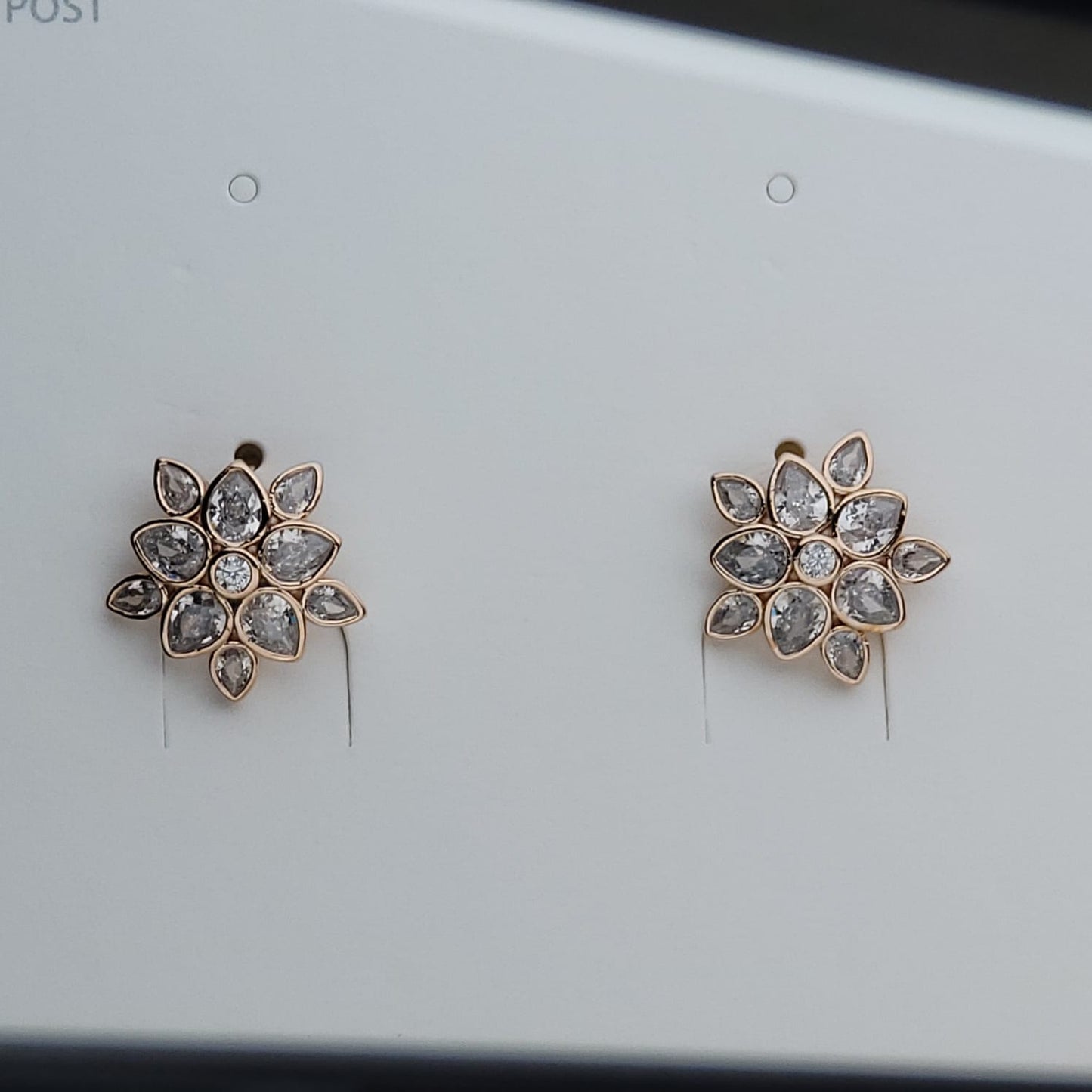 Korean Flower-Shaped Crystal Earrings