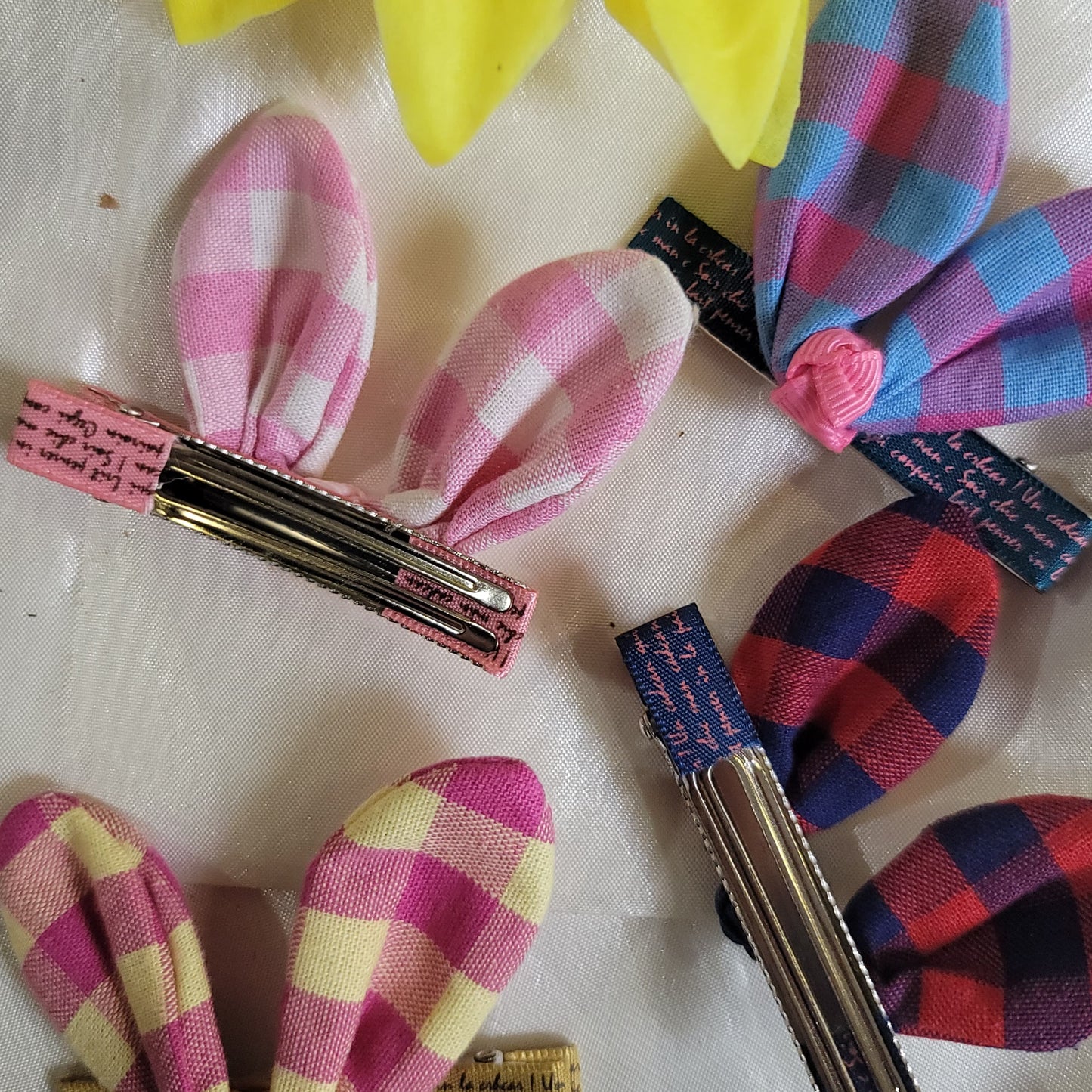 Cute Plaid Bunny Hair Clips (70rs each)