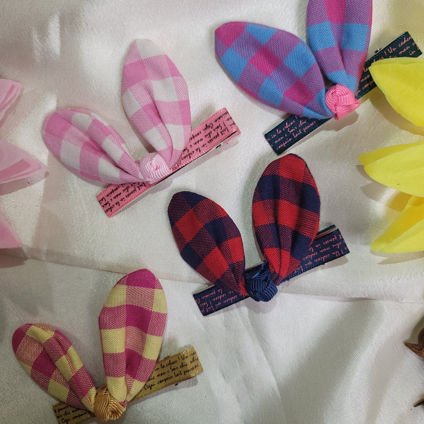 Cute Plaid Bunny Hair Clips (70rs each)
