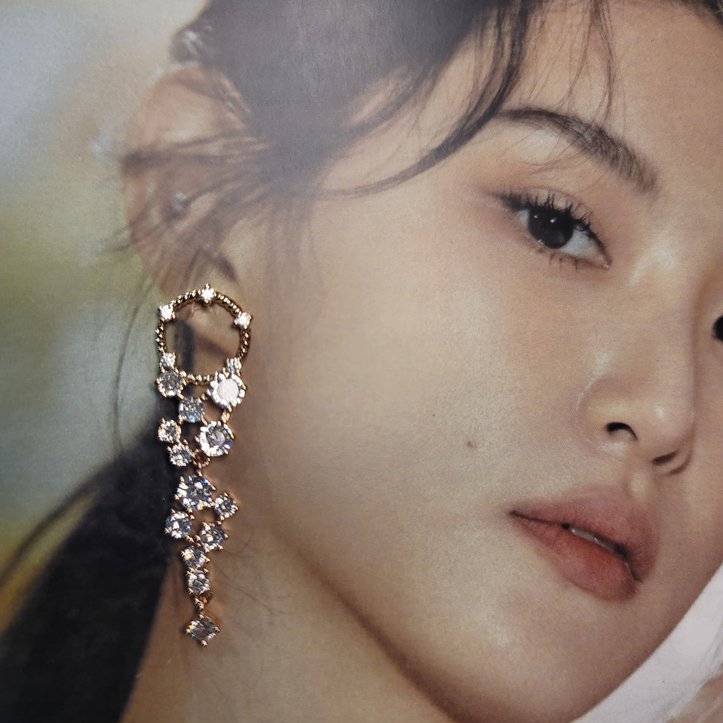 Delicate Circle Drop Earrings with Crystal Accents