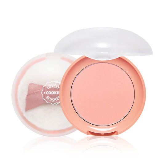 ETUDE Lovely Cookie Blusher OR201 Apricot Peach Mousse - Lightweight Long-Lasting Blush