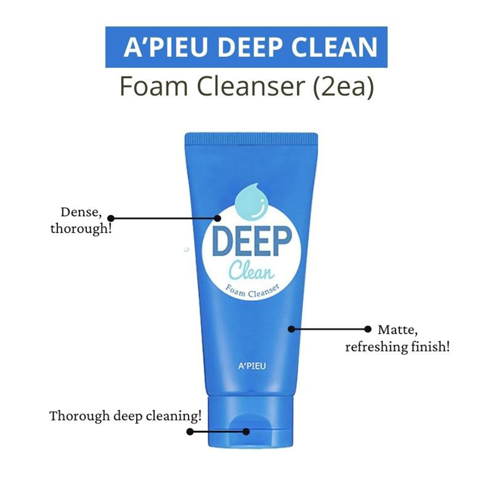 A'PIEU Deep Clean Foam Cleanser (2EA) – Gentle Pore Care for All Skin Types