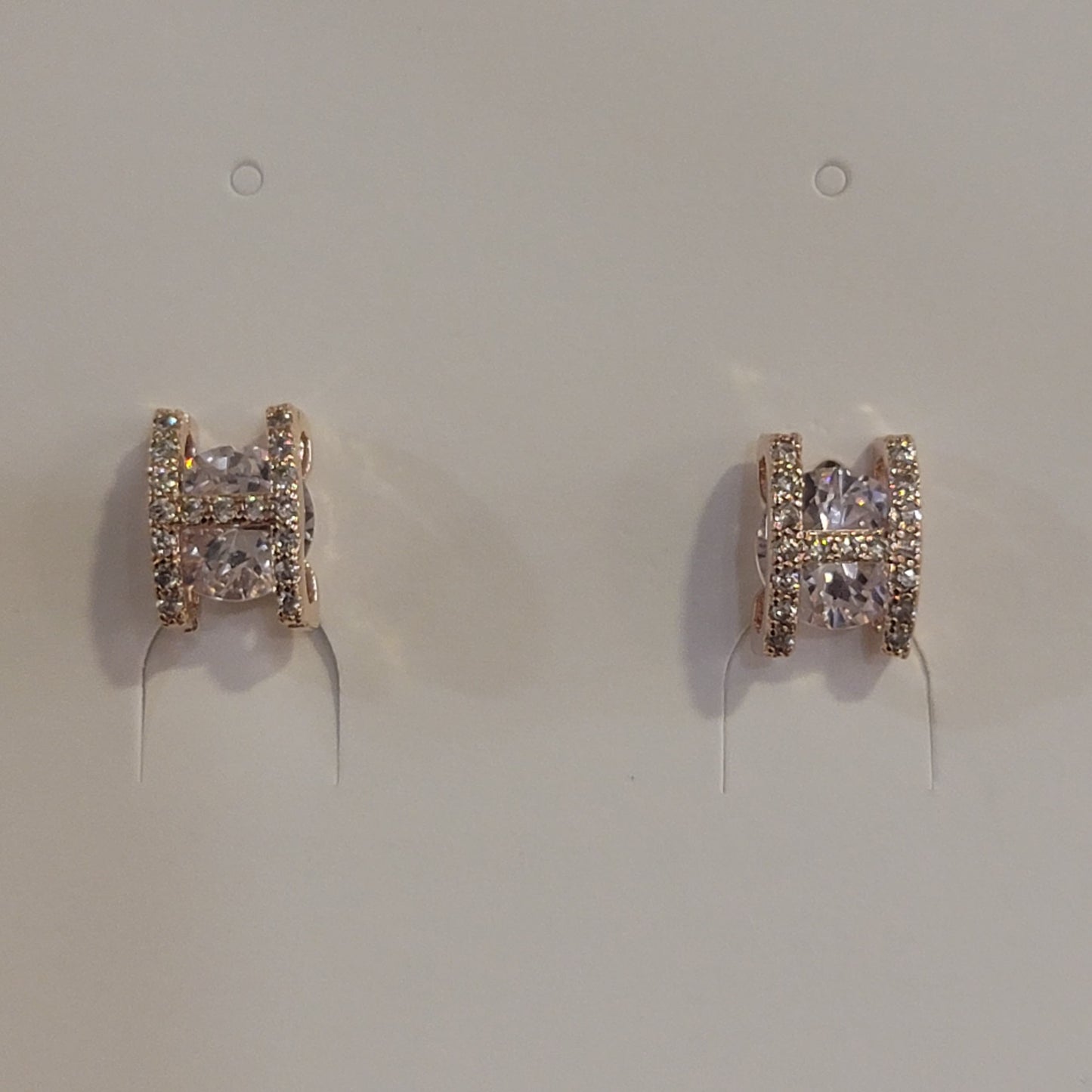 Elegant Three-Tier Crystal Stud Earrings