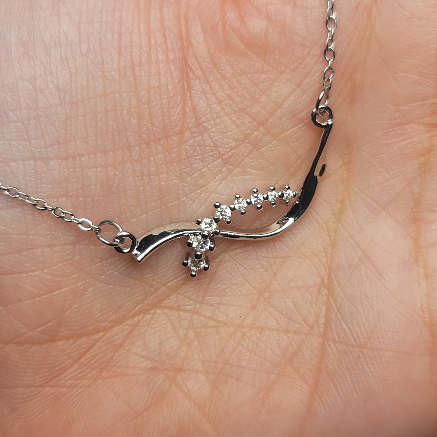 Delicate Curved Crystal Necklace