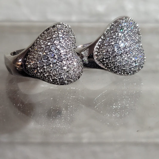 Sparkling Heart Clip-On Earrings