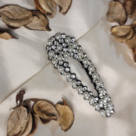 Elegant Pearl & Rhinestone Barrette for Women & Girls