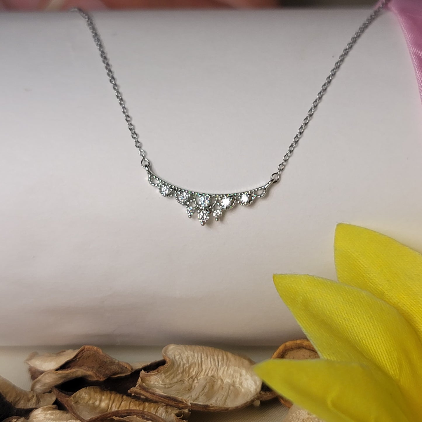 Delicate Curved Crystal Necklace