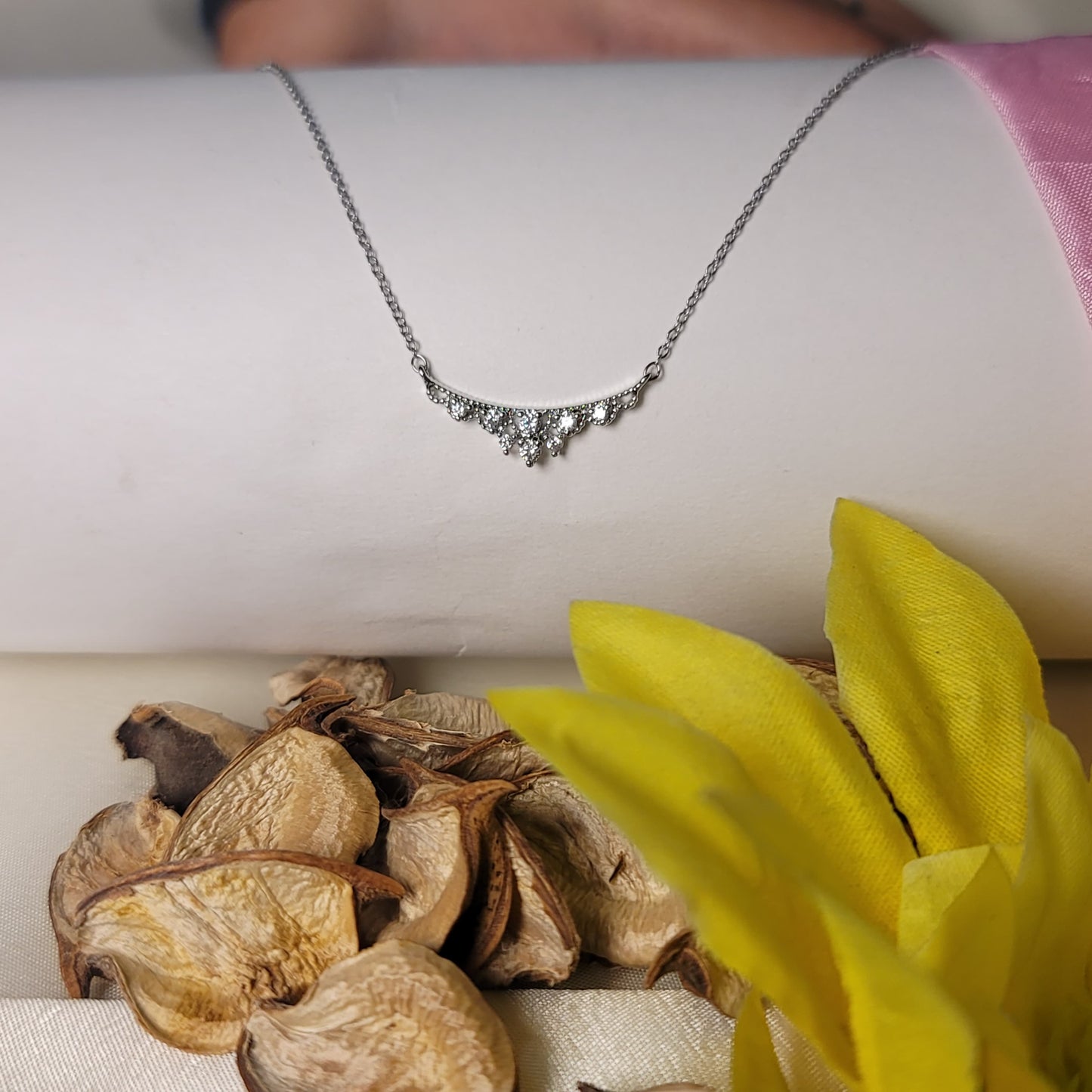 Delicate Curved Crystal Necklace