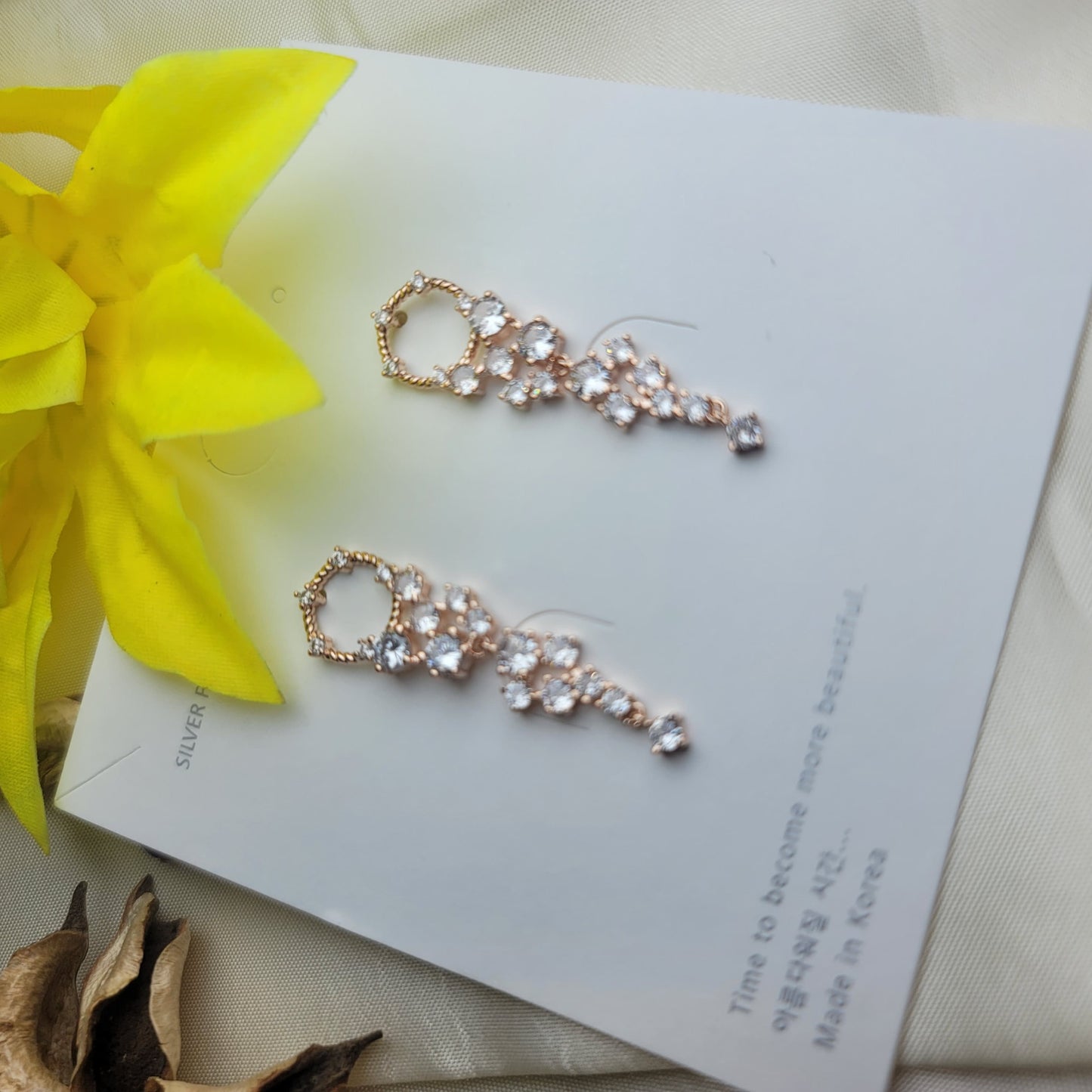 Delicate Circle Drop Earrings with Crystal Accents