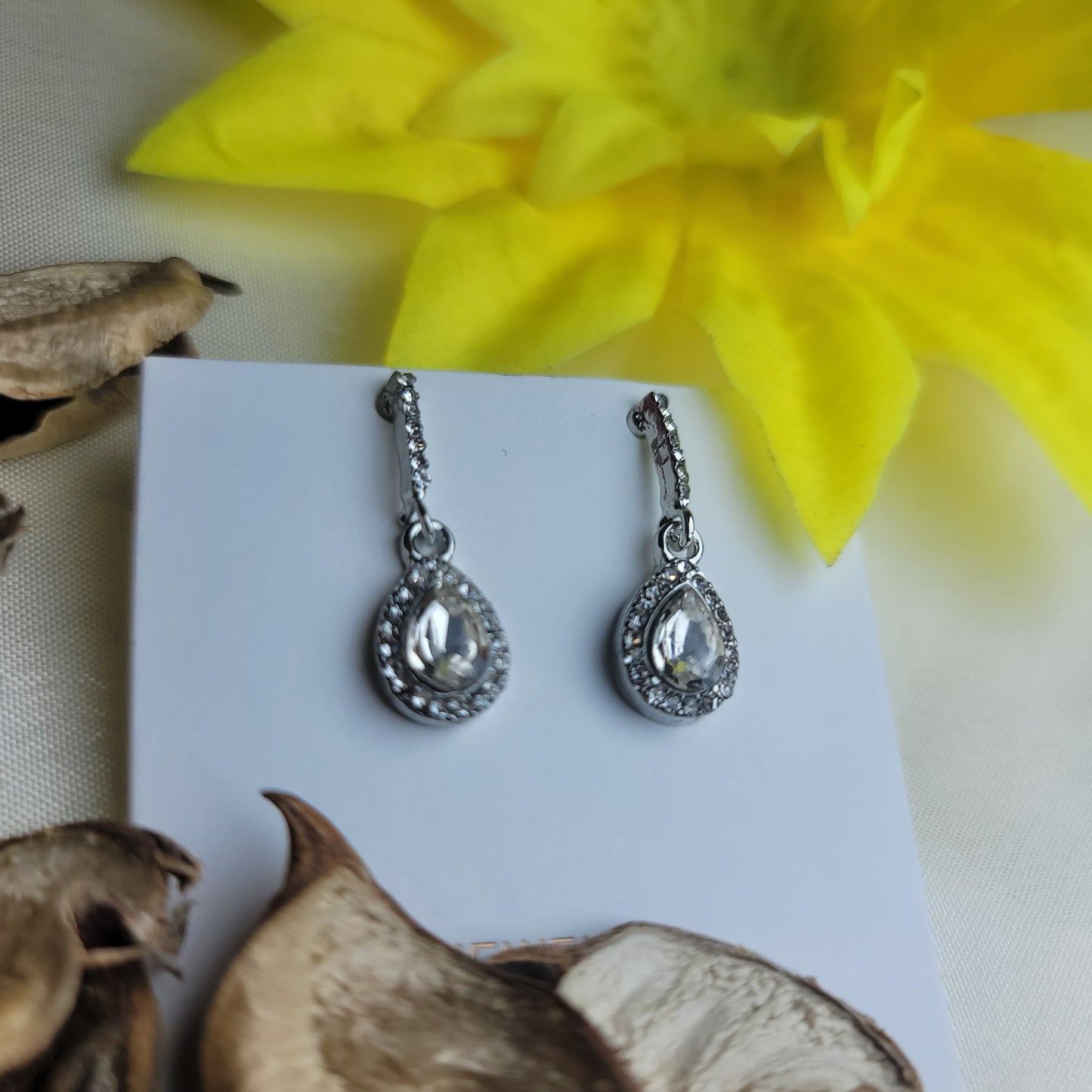 Teardrop Halo Drop Earrings