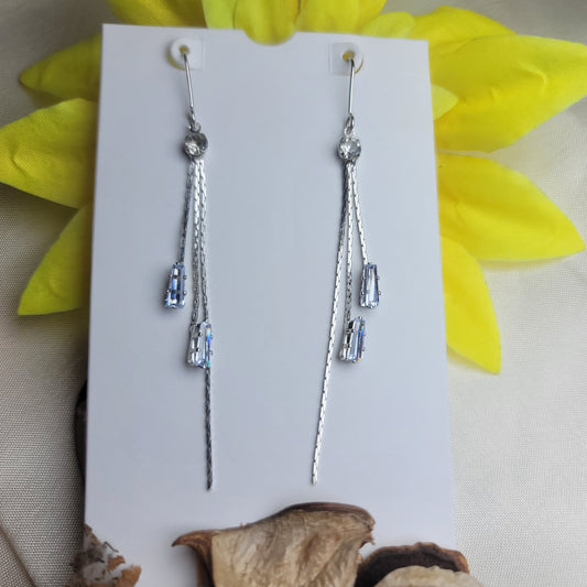 Delicate Chain Drop Earrings with Crystals