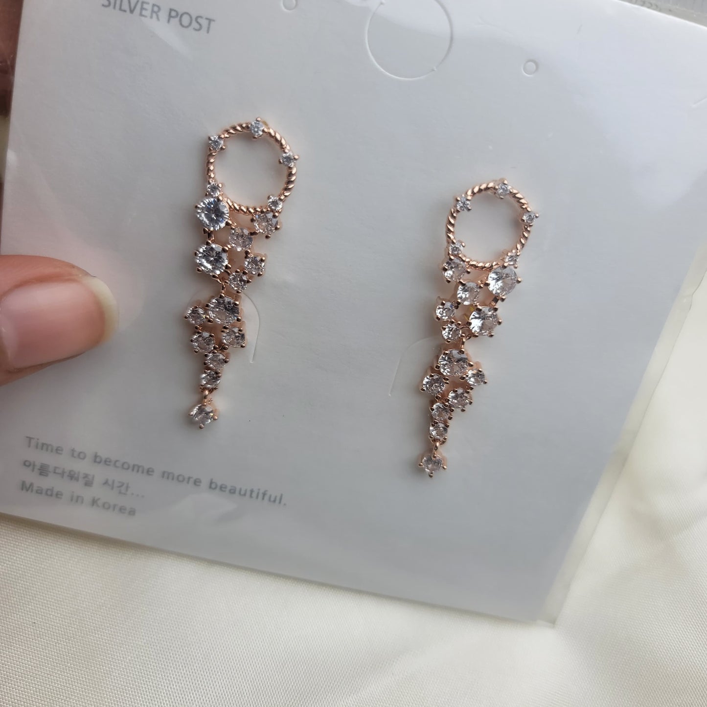 Delicate Circle Drop Earrings with Crystal Accents