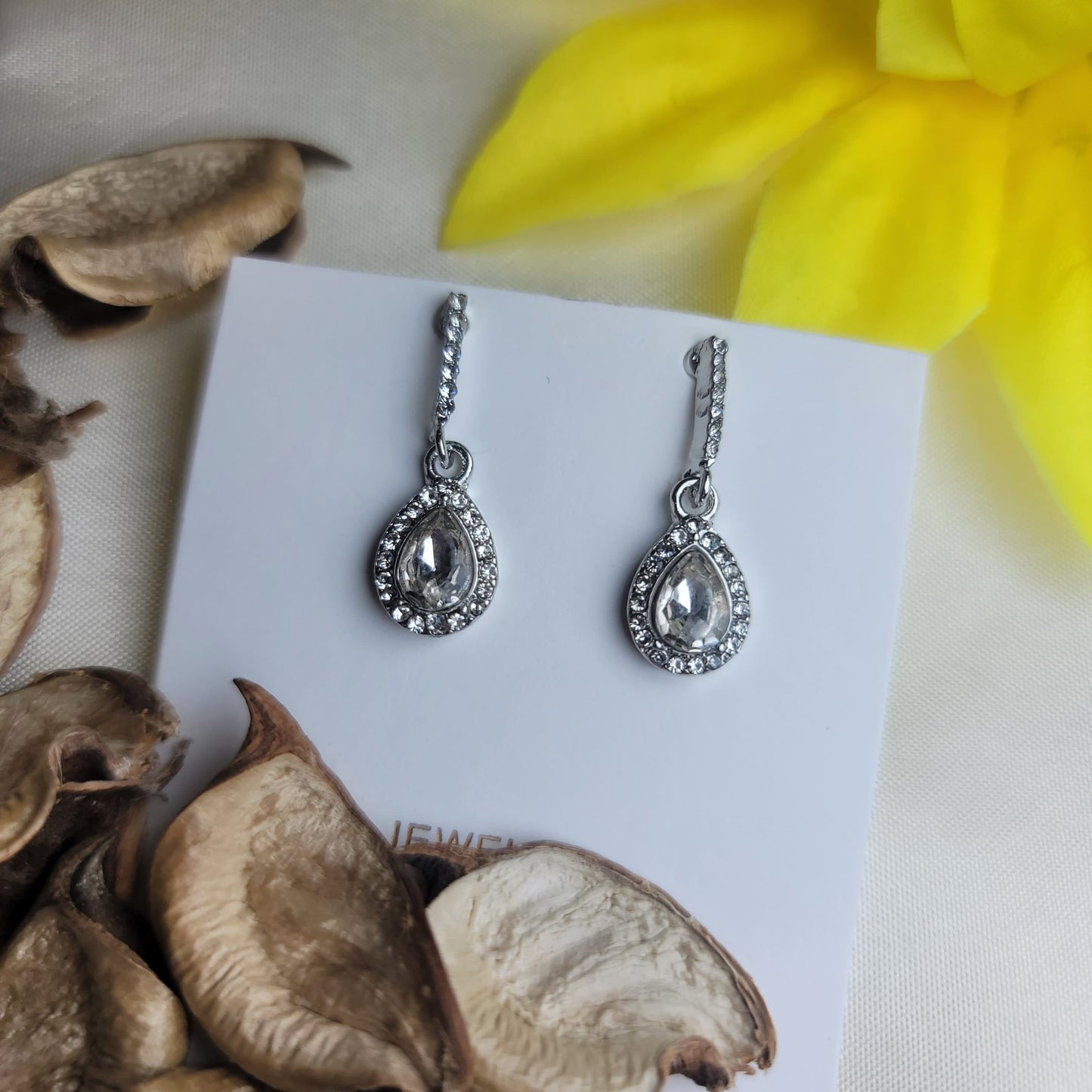 Teardrop Halo Drop Earrings