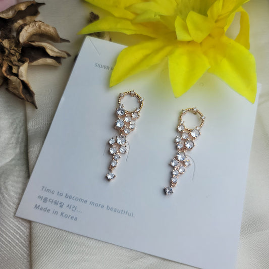 Delicate Circle Drop Earrings with Crystal Accents