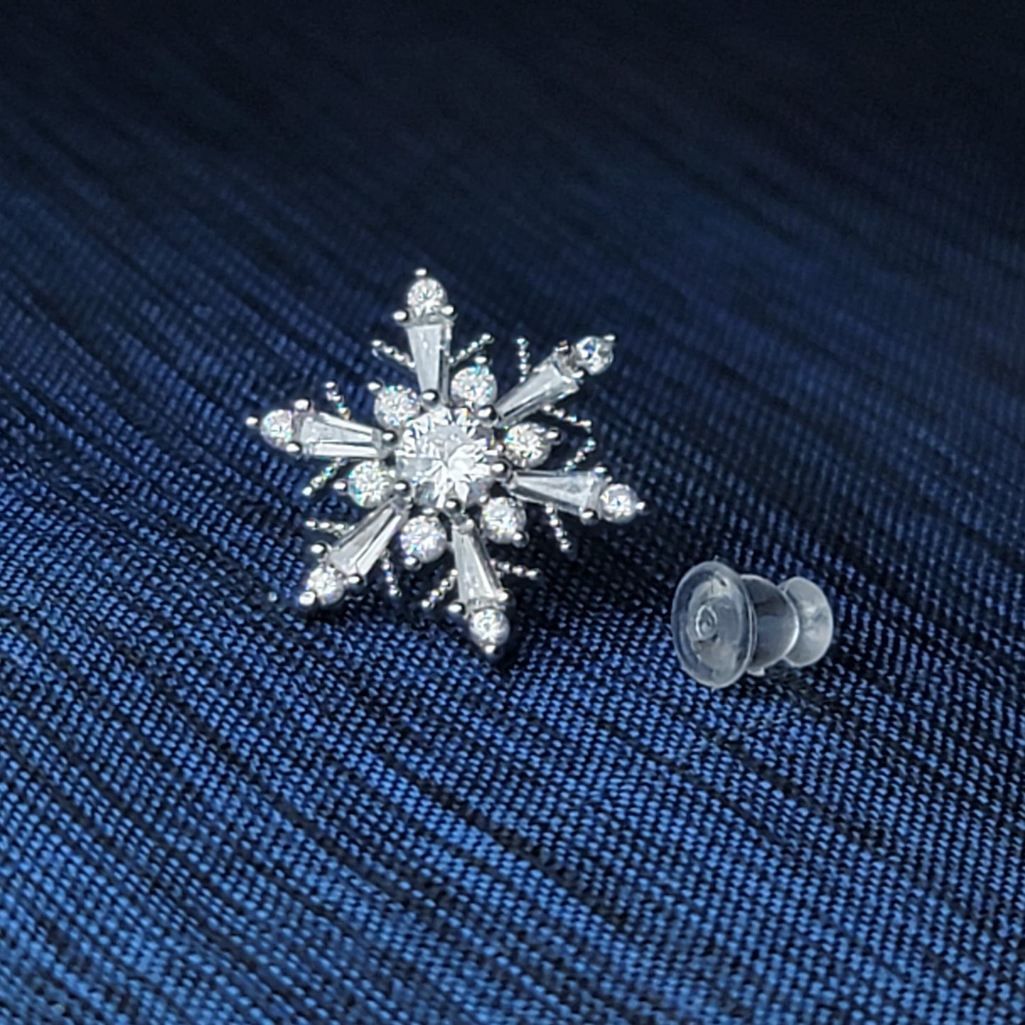Sparkling Snowflake Stud Earrings – Silver Crystal Design
