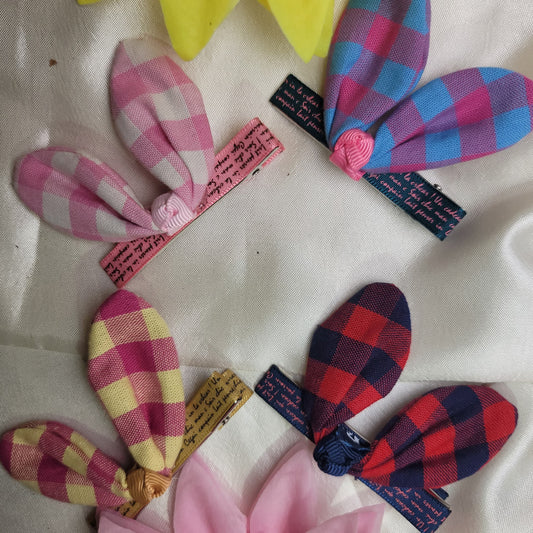 Cute Plaid Bunny Hair Clips (70rs each)