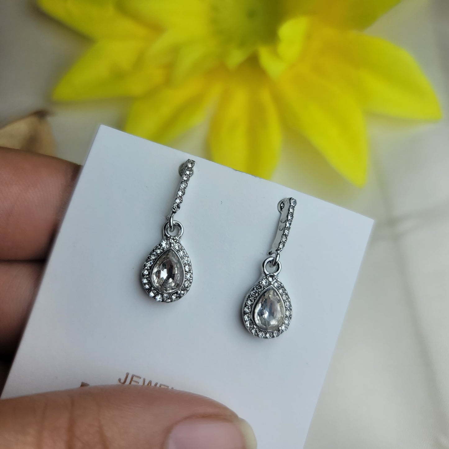 Teardrop Halo Drop Earrings