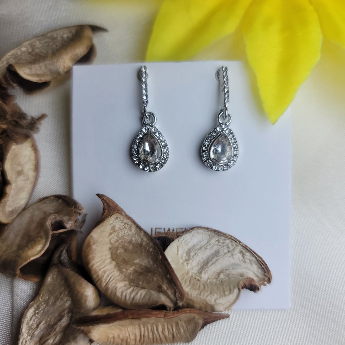 Teardrop Halo Drop Earrings